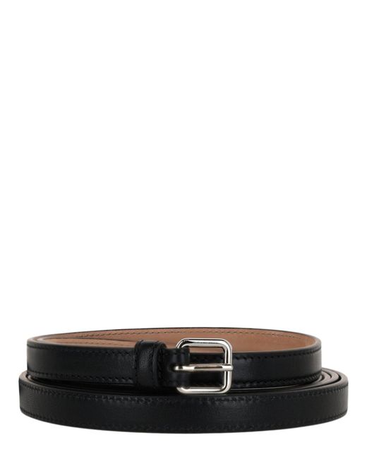 McQueen Black Double Wrap Belt, Calfskin Leather