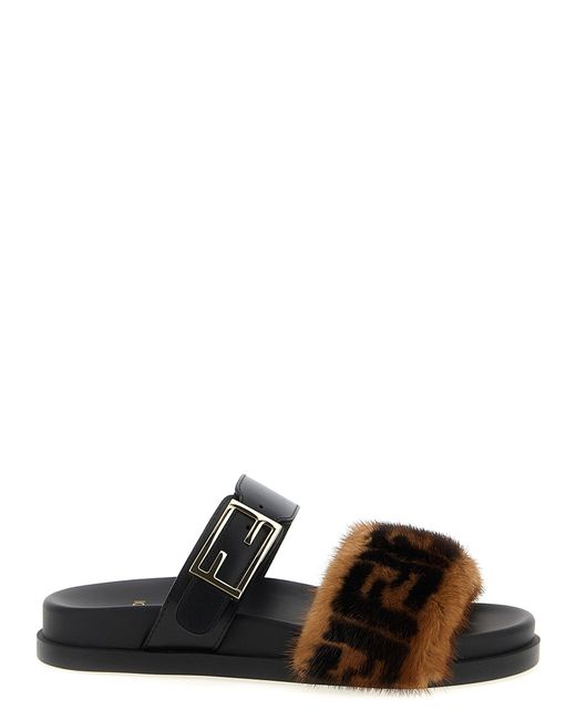 Women's Black Feel' Slides