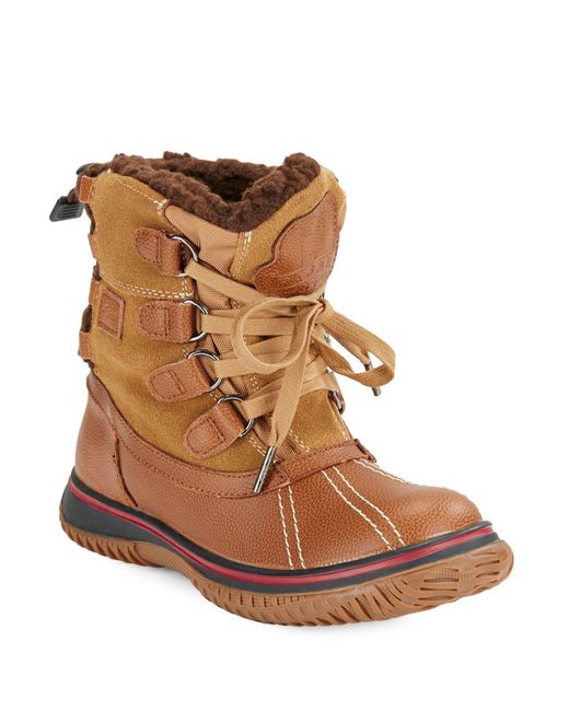 Pajar Iceland Waterproof Sherpalined Leather Ankle Boots in Brown Lyst