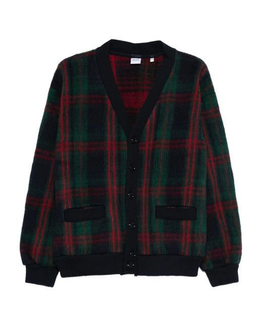 Aspesi Black Check Wool Cardigan for men