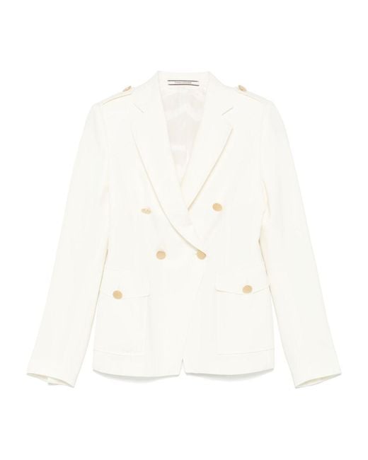 Tagliatore White Wool Double-Breasted Jacket