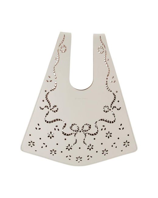 Simone Rocha White Mini Lasercut Shopper Bag