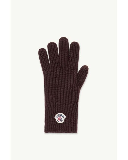 Moncler Red Wool Logo Patch Gloves for men