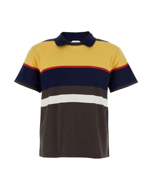 Versace Blue 'Strips' T-Shirt With Colorful Details For for men