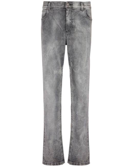 Balmain Gray Straight Cotton Mid-Rise Jeans for men