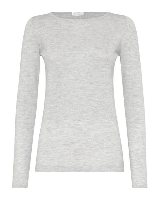 Brunello Cucinelli White Leggerissimo Pullover