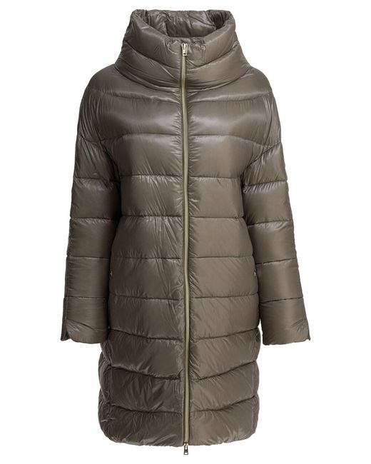 Herno Gray "Matilde" Long Down Jacket