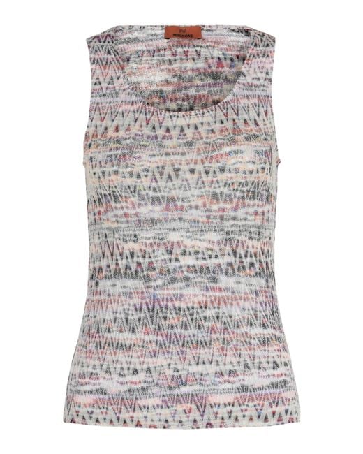 Missoni Gray Zigzag Knit Tank