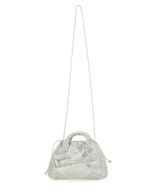Hereu White Bombon Crinkled Metallic" Leather Bag