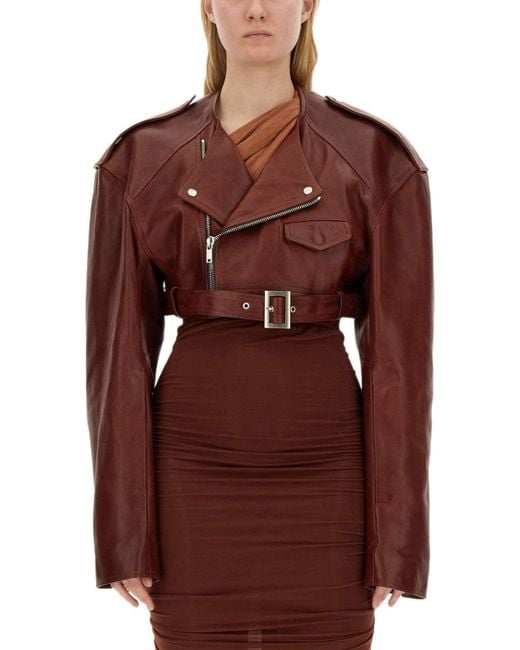 Rick Owens Red Leather Jacket