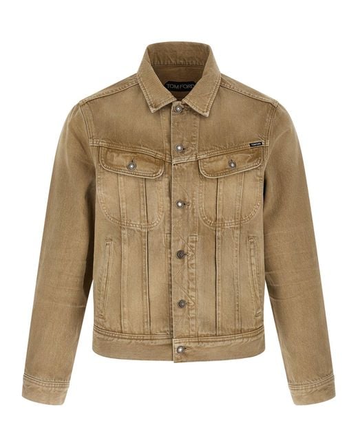 Tom Ford Natural Denim Jacket Puffer Jackets for men