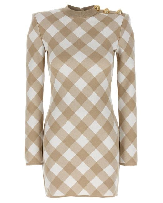 Balmain Natural Vichy Dress