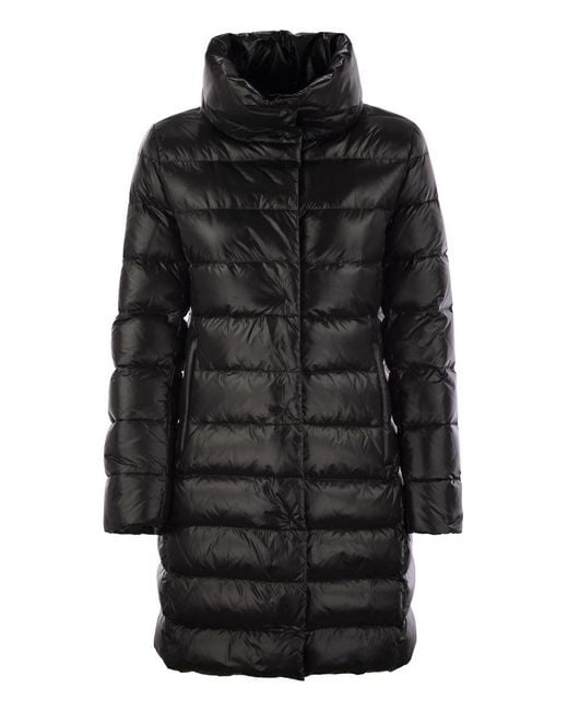 Fay Black Long Down Jacket With Hook