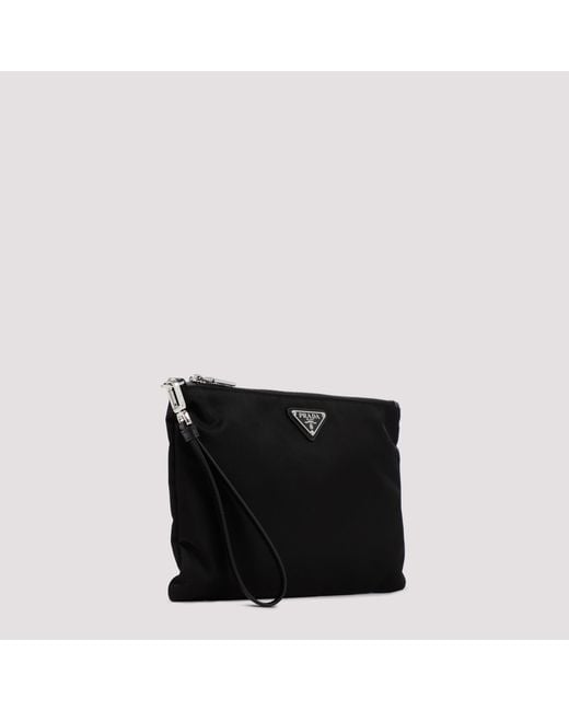 Prada Black Sleek Mini Pouch Handbag for men