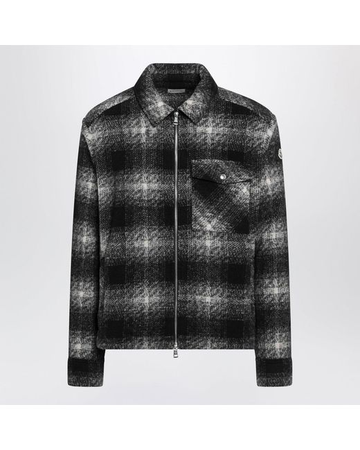 Moncler Black Checkpattern Woolblend Jacket for men