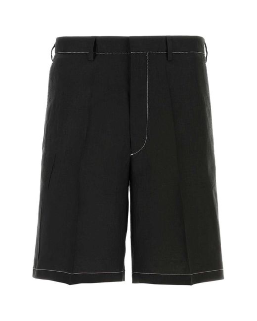 Prada Black Triangle-Logo Shorts for men