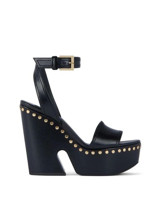 Givenchy Blue Clog Leather Platform Sandals With Studs Detail
