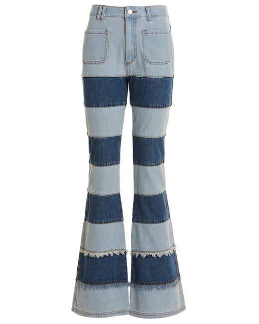 Women's Blue Patchwork Jeans