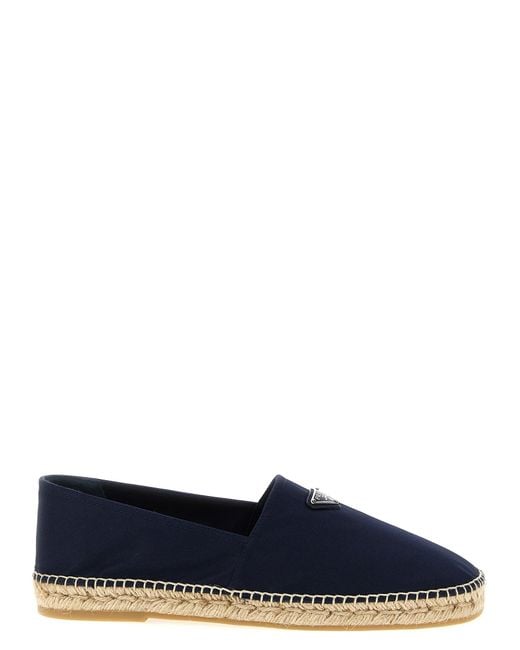 Prada Blue Logo Tringolo Espadrilles