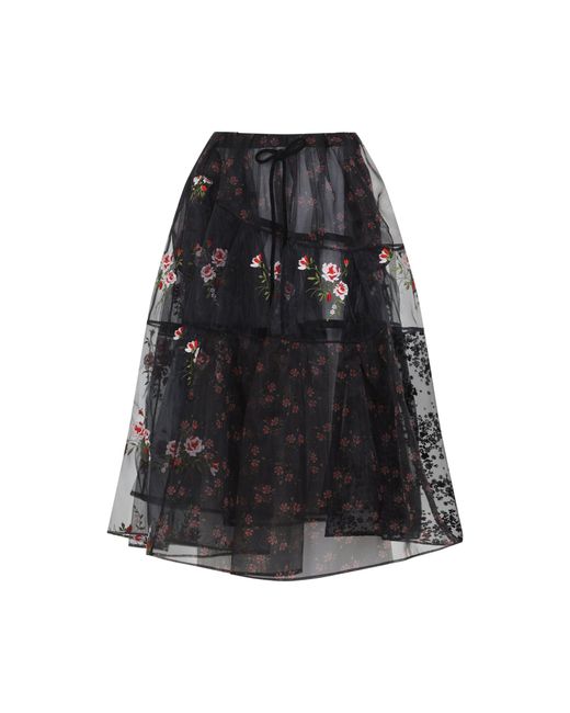 Simone Rocha Black Patchwork Midi Skirt