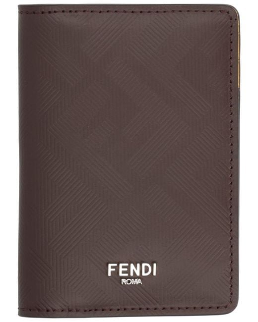 Fendi Brown Card Holder "Squared Ff" for men