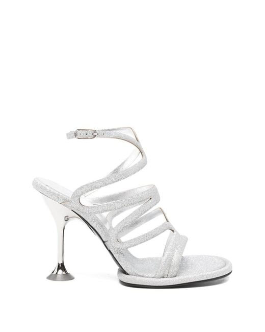 Sergio Rossi White Glittered Heel Sandals