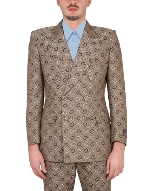 Gucci Natural Maxi Horsebit Double-Breasted Jacket for men