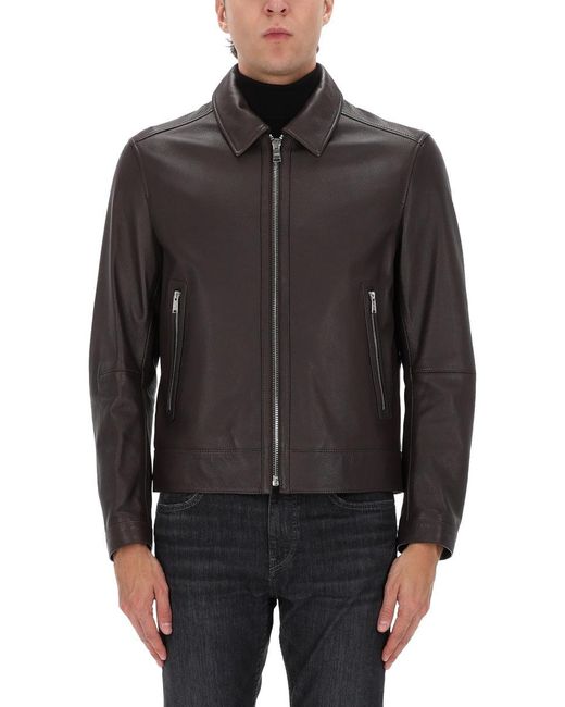 Boss Black Leather Jacket for men