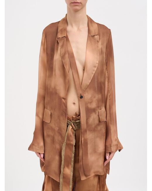 Masnada Brown One-Button Silk Jacket