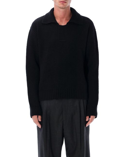 mfpen Black Wool Knit Sweater With Collar for men
