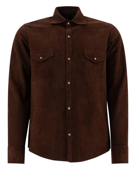 Tagliatore Brown Suede Overshirt Jacket for men
