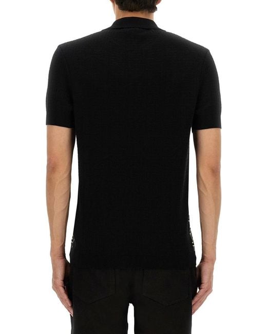 Balmain Black Monogrammed Polo Shirt for men