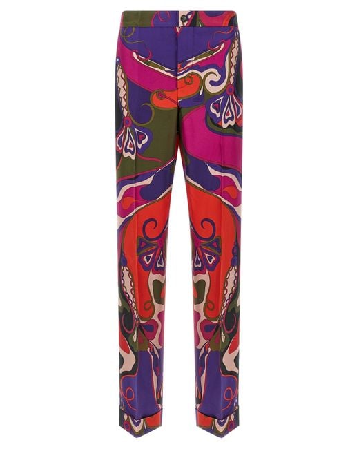 Emilio Pucci Red Patterned Pants