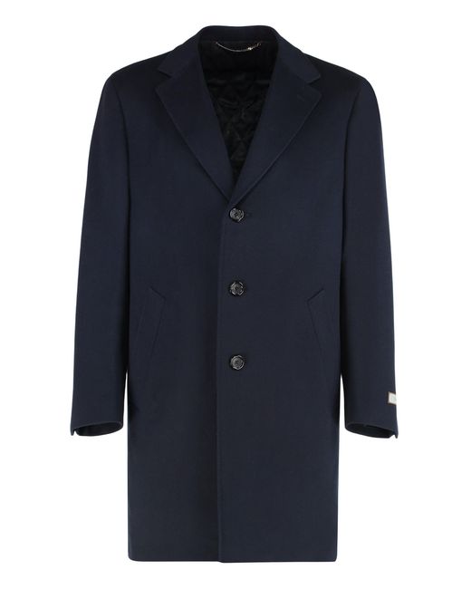 Canali Blue Wool Coat for men