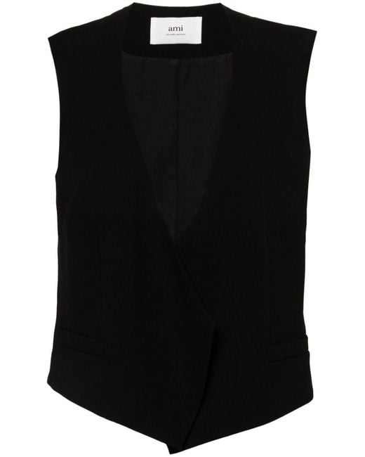 AMI Black Wool Sleeveless Jacket