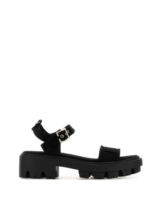 Prada Black Open Round Toe Sandals
