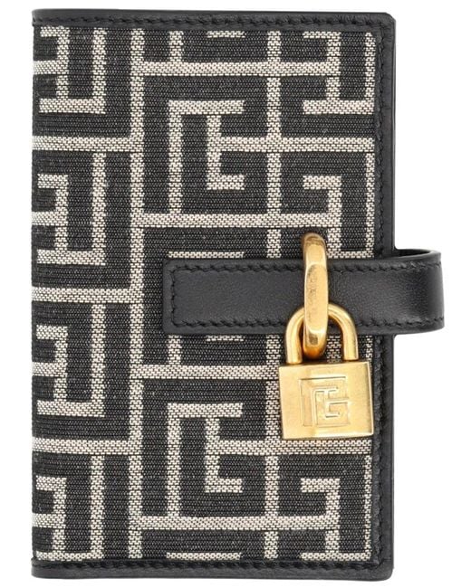 Balmain Gray Pulse Holder Monogram Jacquard Card Holder for men