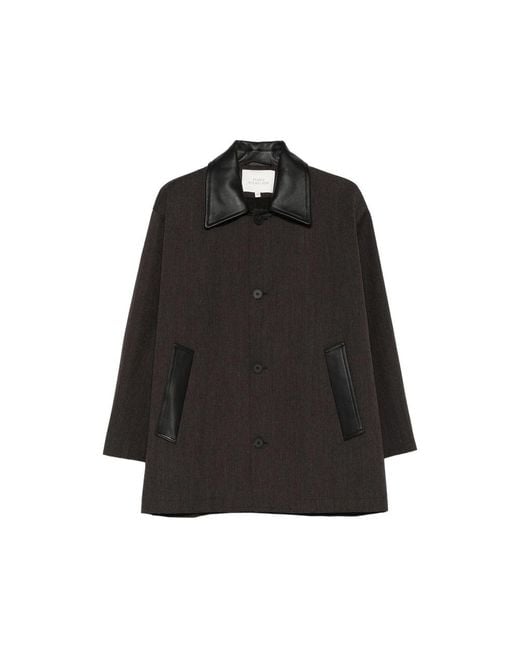 Studio Nicholson Black Single-Breasted Coat Meter Leather