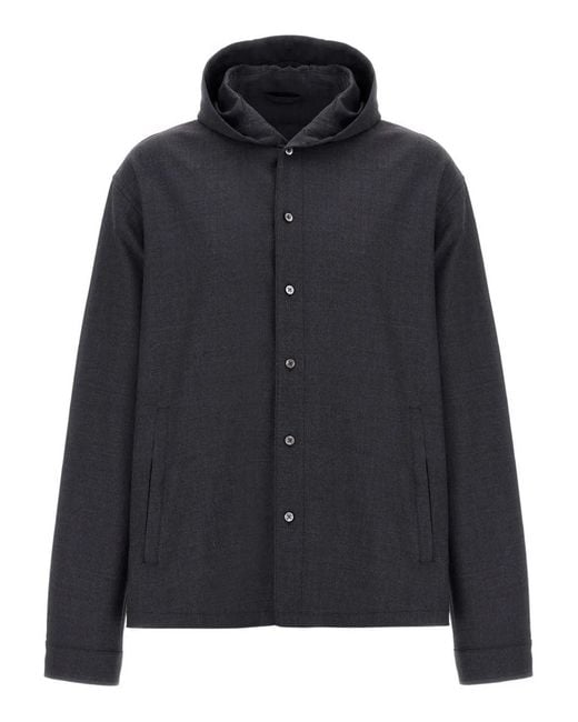 Herno Black Giacca Corta Con Cappuccio for men
