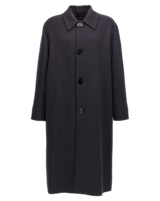 Fendi Blue Double Wool Coat for men