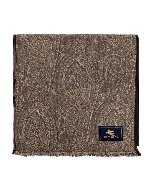 Etro Brown Scarf With Decorative Pattern for men