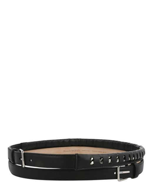 McQueen Black Inserted Chain Double Belt