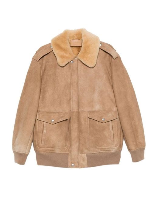 Prada Natural Shearling Bomber Jacket