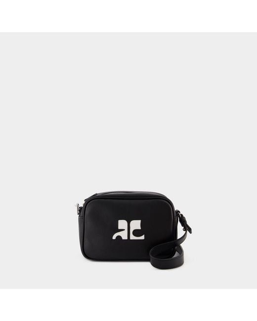 Courreges Black Leather Camera Bag