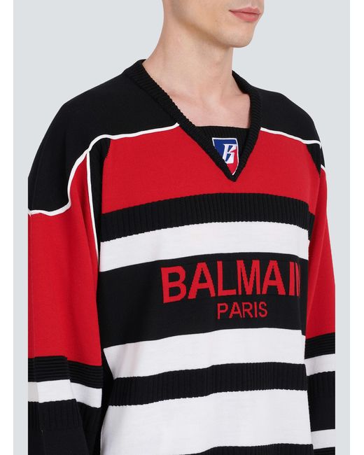 Balmain Red Boxy Sweater for men