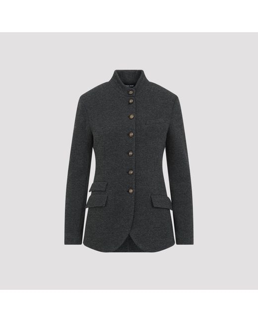 Giorgio Armani Black Fantasia Grigio Nero Wool Blazer