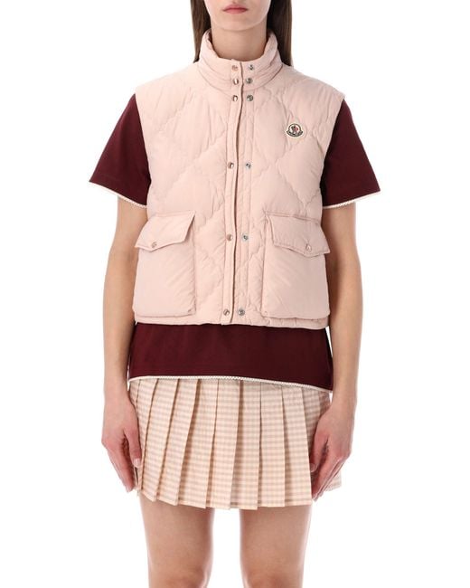 Moncler Pink Biois Down Quilted Gilet