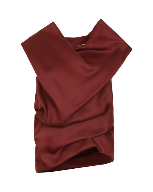 Khaite Red Luola Draped Silk-Gazar Blouse