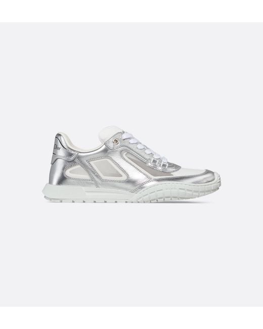 Dior White Metallic Leather Sneaker