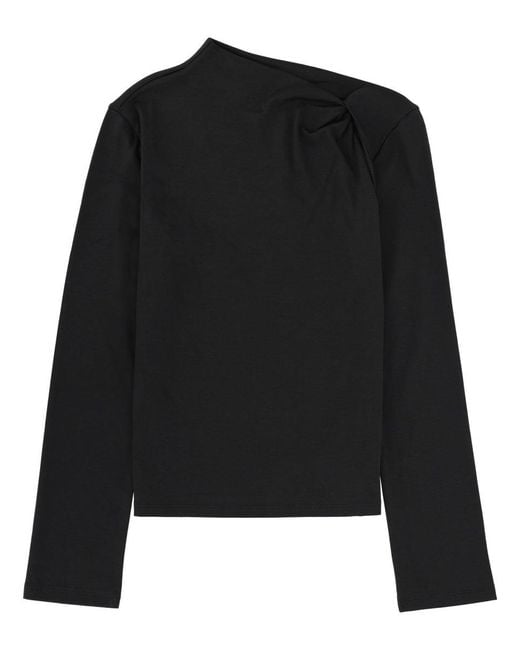 Women's Black Solid V Neck Top